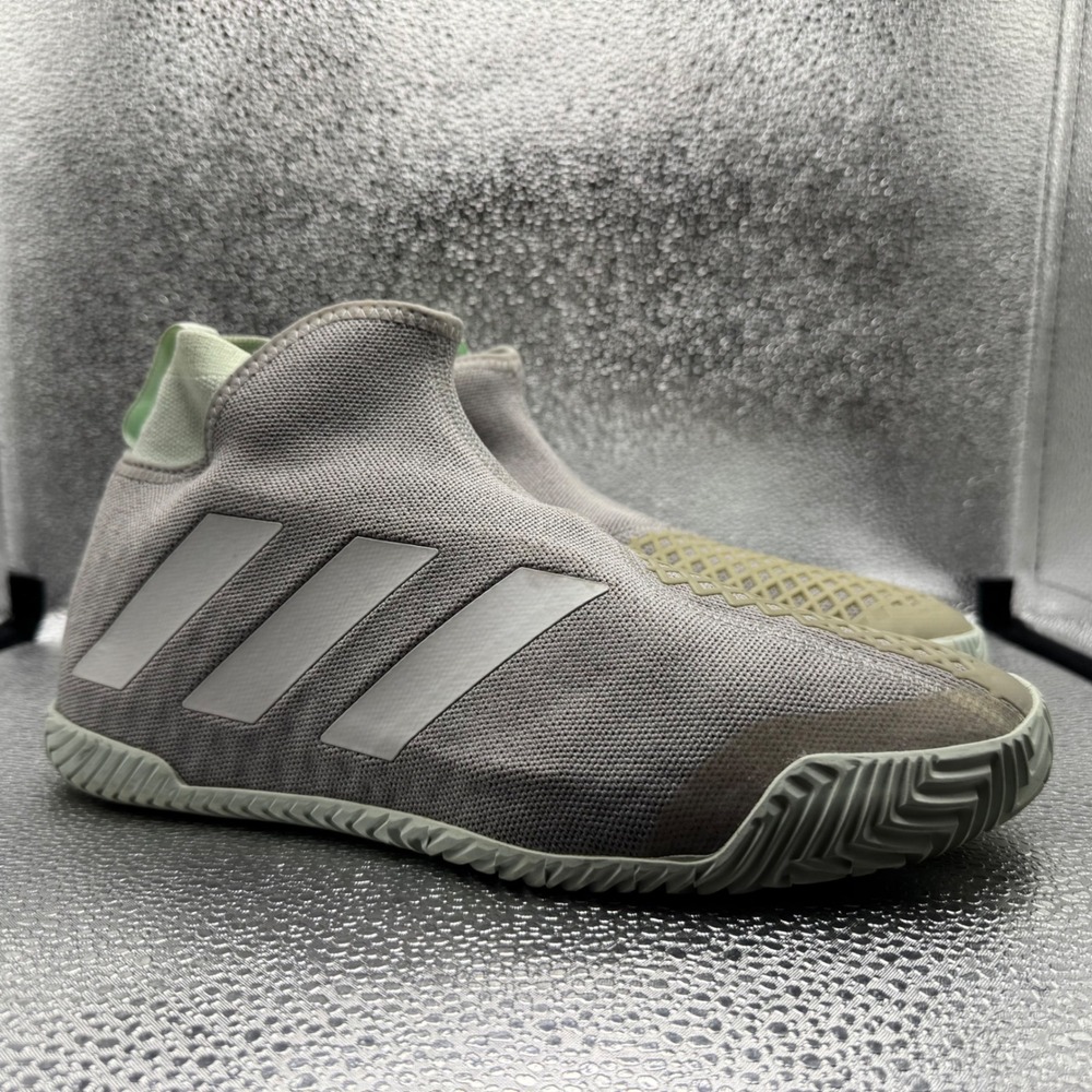 Size 7.5 Adidas Stycon Laceless Tennis Shoes Mens Grey Green Excellent EG2211
